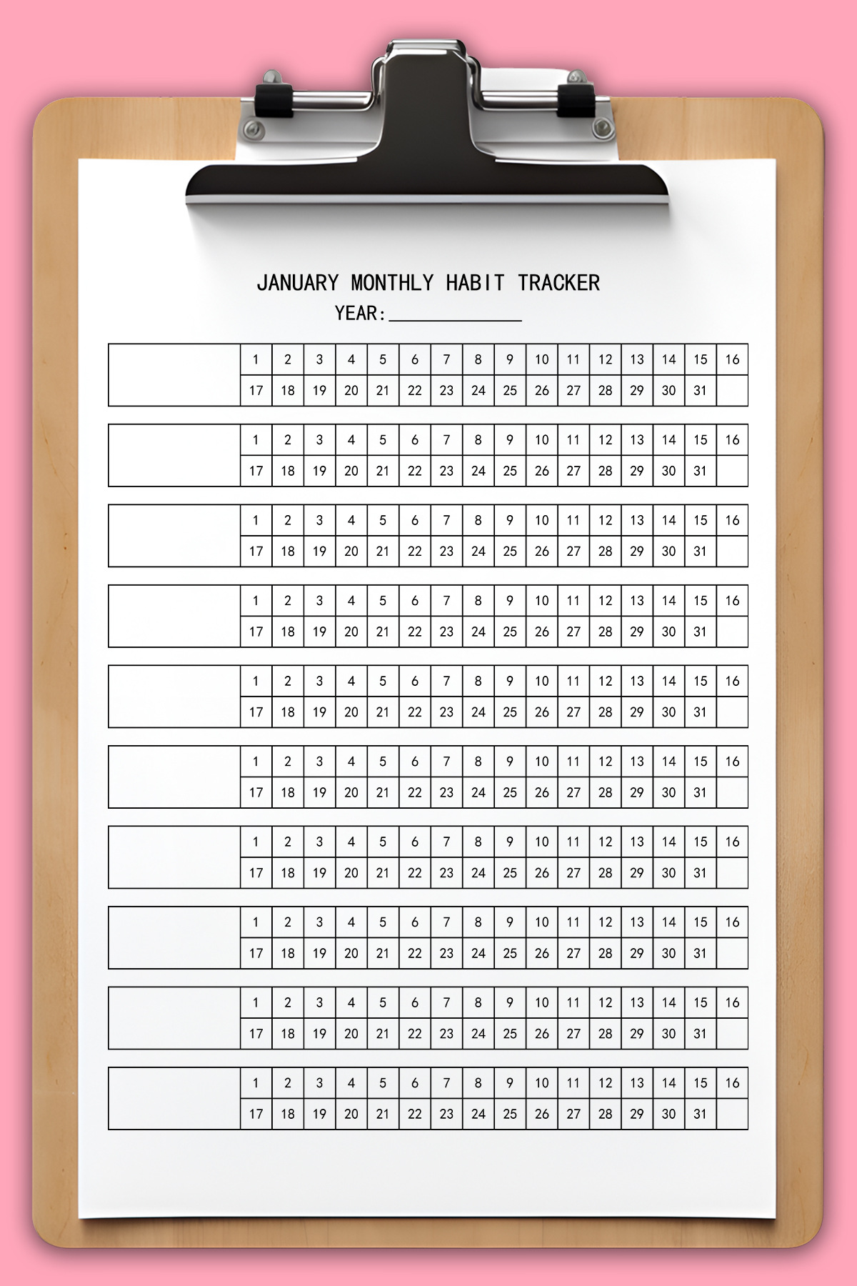 free printable habit tracker set: 30, 31, 28, & 29 day